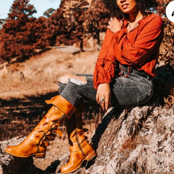 FREEBIRD Risky Boots Wheat Strap Buckle Leather Distressed Handmade Designer #5 - Picture 3 of 17